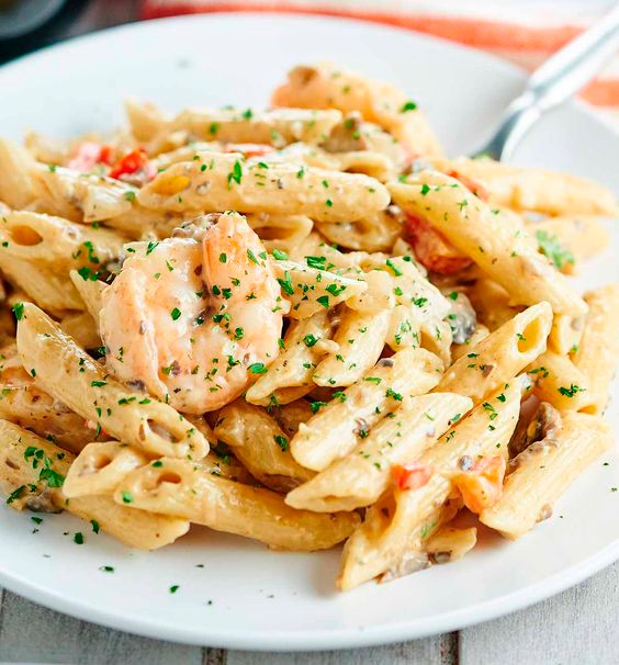 Пенне с креветками